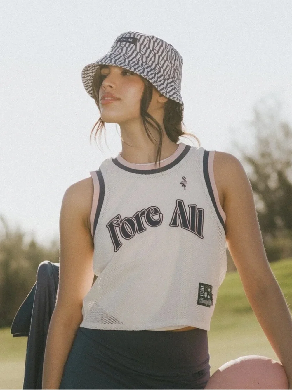 🆕 NWOT FORE ALL AUSTI Bucket Hat Logo Preppy Navy White Cotton Golf SUN BLOCK